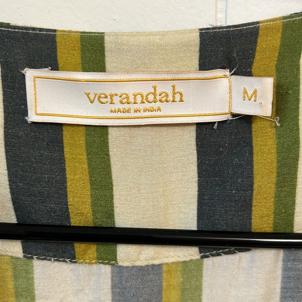 RARE Verandah Hand Beaded Panel Forest Stripe Tiger Kimono Tassels Kaftan Boho M - Picture 5 of 15